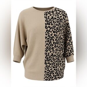 Leopard Print Beige Sweater